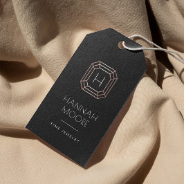Rose Gold Gem Monogram Logo | Jewelry Hang Tags Geschenkanhänger