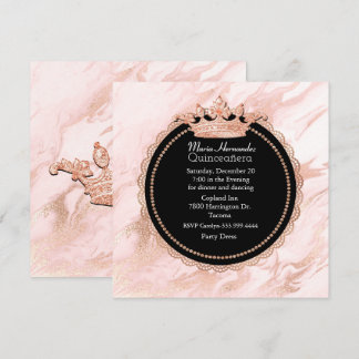 Rose Gold gemarmorte Quinceanera Einladung