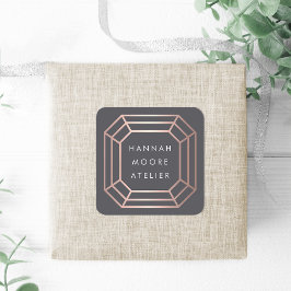 Rose Gold Gemstone Logo Quadratischer Aufkleber