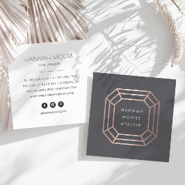 Rose Gold Gemstone Logo | Schmuckdesign Quadratische Visitenkarte