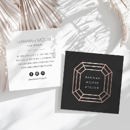 Rose Gold Gemstone Logo | Schmuckdesign Quadratische Visitenkarte