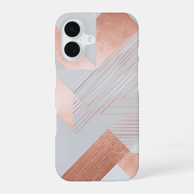 Rose Gold Geometric Abstract Pattern iPhone 16 Hülle (Rückseite)
