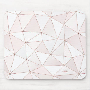 Rose Gold Geometric Abstrakt Pattern Monogram Mousepad