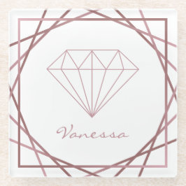Rose Gold Geometric Diamond Glasuntersetzer