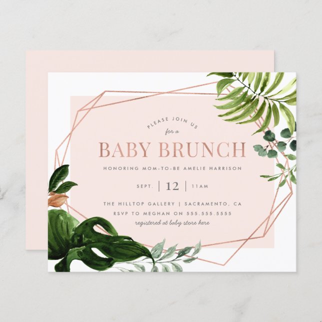 Rose Gold Geometric Greenery Baby Brunch (Vorne/Hinten)
