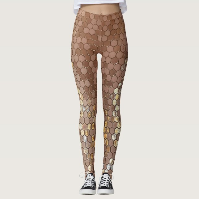 Rose Gold Geometric Leggings (Vorderseite)