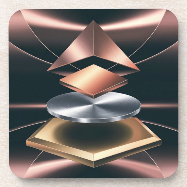Rose Gold Geometric Plastic Untersetzer Set (Vorderseite)