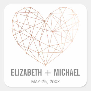 Rose Gold Geometrisches personalisierte Vorzugszei Quadratischer Aufkleber