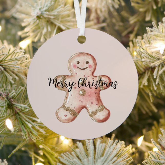 Rose Gold Gingerbrot Cookie und Baum Ornament Aus Metall (InSitu)