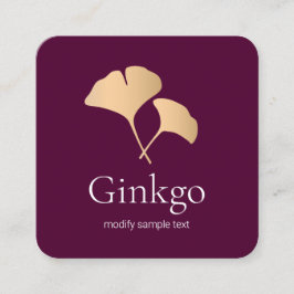 Rose Gold Ginkgo Leaf Logo Quadratische Visitenkarte
