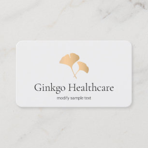 Rose Gold Ginkgo Leaf Logo Visitenkarte