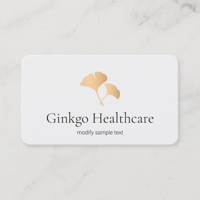 Rose Gold Ginkgo Leaf Logo Visitenkarte (Vorderseite)