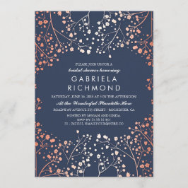 Rose Gold Gipskraut Floral Brautparty Einladung