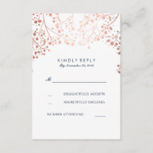 Rose Gold Gipskraut Hochzeit RSVP Cards