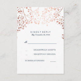 Rose Gold Gipskraut Hochzeit RSVP Cards Karte