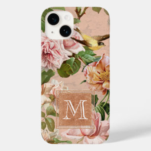 Rose Gold Girl Floral Vintag Pink Mit Monogramm Case-Mate iPhone 14 Hülle