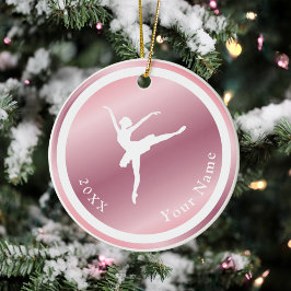 Rose Gold Girls Ballerina Tänzer Name & Jahr Rosa Keramik Ornament