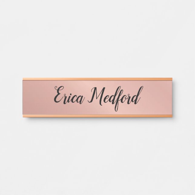 Rose Gold Girly Blush Pink Door Zeichen Türschild (Vorderseite )