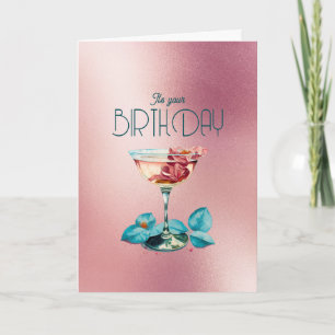 Rose Gold Girly Girl Champagner Cocktail Geburtsta Karte