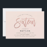 Rose Gold Girly Glitzer Foto süß 16 Geburtstag<br><div class="desc">Rose Gold Effekt Girly rosa Glitzer funkeln moderne Foto süße 16 Geburtstagseinladung. Modernes minimales Trend-Design mit schicken,  eleganten Schriften. Teil einer Geburtstagssammlung. Ideal für Ihre Glam Teenager. Landschaftlicher Foto-Backer.</div>