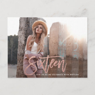 Rose Gold Girly Glitzer Foto süß 16 Geburtstag Postkarte