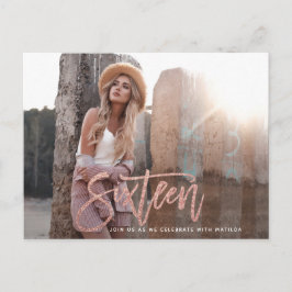 Rose Gold Girly Glitzer Foto süß 16 Geburtstag Postkarte