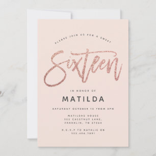 Rose Gold Girly Glitzer Moderne süße 16 Geburtstag