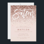 Rose Gold Girly Glitzer Moderne süße 16 Geburtstag<br><div class="desc">Rose Gold Effekt Girly rosa Glitzer funkeln moderne Typografie süße 16 Geburtstagseinladung. Modernes minimales Trend-Design mit schicker,  eleganter Schrift. Teil einer Geburtstagssammlung. Ideal für Ihre Glam Teenager.</div>