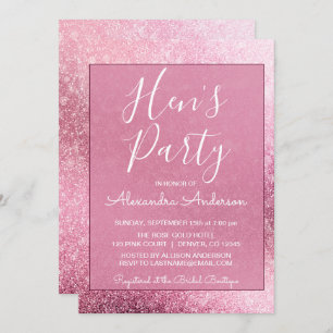 Rose Gold Girly Glitzer Sparkle Hens Party Einladung