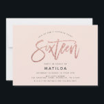 Rose Gold Girly Glitzer Überraschung Süßes 16 Gebu<br><div class="desc">Rose Gold Effekt Girly rosa Glitzer funkeln moderne Foto überraschen süße 16 Geburtstagseinladung. Modernes minimales Trend-Design mit schicken,  eleganten Schriften. Teil einer Geburtstagssammlung. Ideal für Ihre Glam Teenager. Landschaftlicher Foto-Backer.</div>