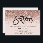 Rose Gold Girly Glitzer Überraschung Süßes 16 Gebu<br><div class="desc">Rose Gold Effekt Girly rosa Glitzer funkeln moderne Foto überraschen süße 16 Geburtstagseinladung. Modernes minimales Trend-Design mit schicken,  eleganten Schriften. Teil einer Geburtstagssammlung. Ideal für Ihre Glam Teenager. Landschaftlicher Foto-Backer.</div>