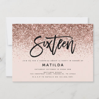 Rose Gold Girly Glitzer Überraschung Süßes 16 Gebu
