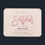 Rose Gold Girly Glitzer Überraschung Süßes 16 Gebu Magnet<br><div class="desc">Rose Gold Effekt Girly rosa Glitzer funkeln moderne Foto überraschen süße 16 Geburtstagseinladung. Modernes minimales Trend-Design mit schicken,  eleganten Schriften. Teil einer Geburtstagssammlung. Ideal für Ihre Glam Teenager.</div>