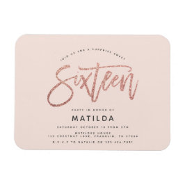 Rose Gold Girly Glitzer Überraschung Süßes 16 Gebu Magnet