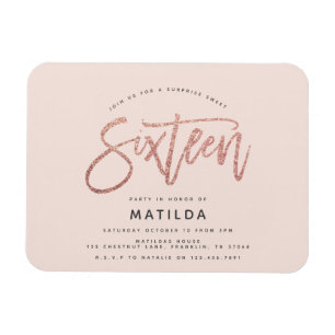 Rose Gold Girly Glitzer Überraschung Süßes 16 Gebu Magnet
