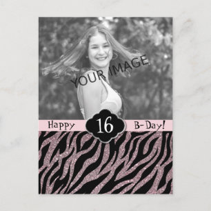 Rose Gold Girly Pink Sweet 16 Teenage Girl B-Day Postkarte