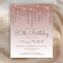 Rose Gold Glam 80. Geburtstagsparty Einladung