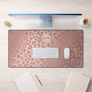 Rose Gold Glam Animal Print Glitterie Schreibtischunterlage