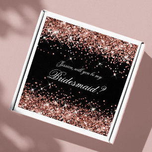 Rose Gold Glam Black Bridesmaid Vorschlag Geschenk Aufkleber