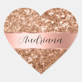 Rose Gold Glam Chunky Glitzer Name Herz-Aufkleber