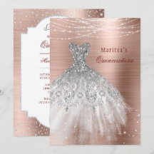 Rose Gold Glam Diamond Sparkle Quinceañera