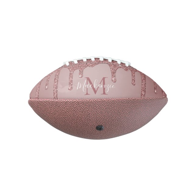 Rose Gold Glam Drift Glitzer Monogram Football (Gedreht 270)