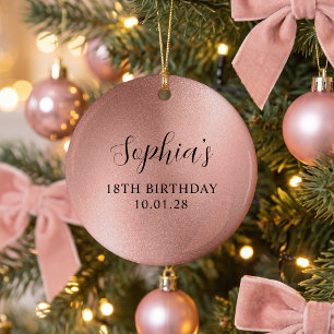 Rose Gold Glam Folie 18. Geburtstag Foto Keramik Ornament