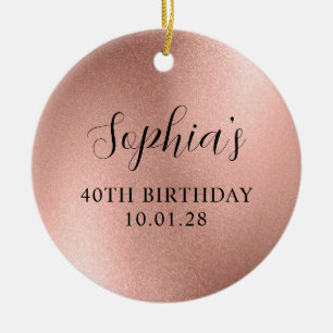 Rose Gold Glam Folie 40. Geburtstagsfoto Keramik Ornament