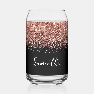 Rose Gold Glam Glitzer auf Schwarz Dosenglas