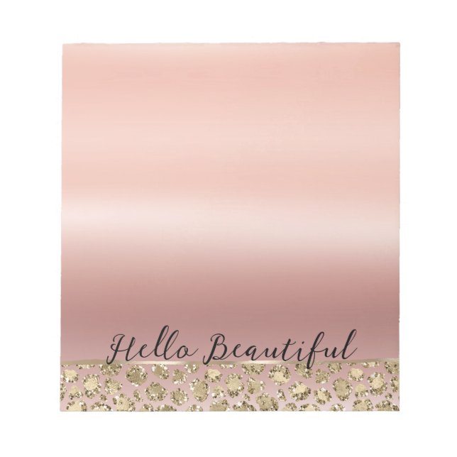 Rose Gold Glam Glitzer Leopard Notizblock (Vorderseite)