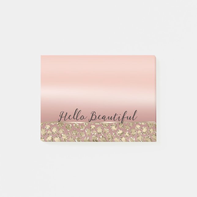 Rose Gold Glam Glitzer Leopard Post-it Klebezettel (Vorderseite)