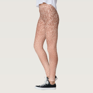 Rose Gold Glam Glitzer Sparkle Ombre Foil Look Leggings