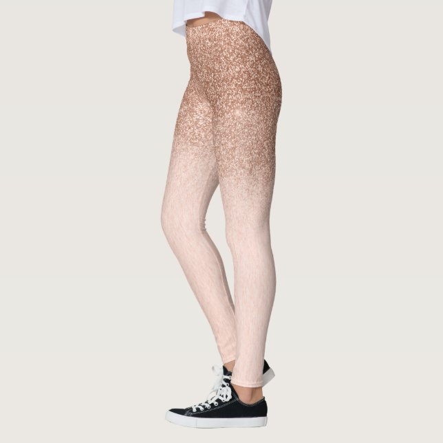 Rose Gold Glam Glitzer Sparkle Ombre Trendy Leggings (Links)