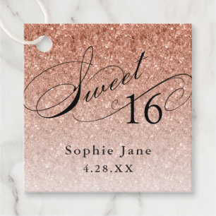 Rose Gold Glam Glitzer Sweet 16 Personalisiert Geschenkanhänger
